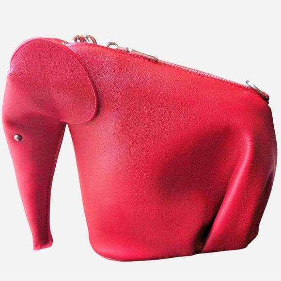 None Handbags - Red faux leather elephant bag purse with strap New NWOT Colorful Eclectic Animal